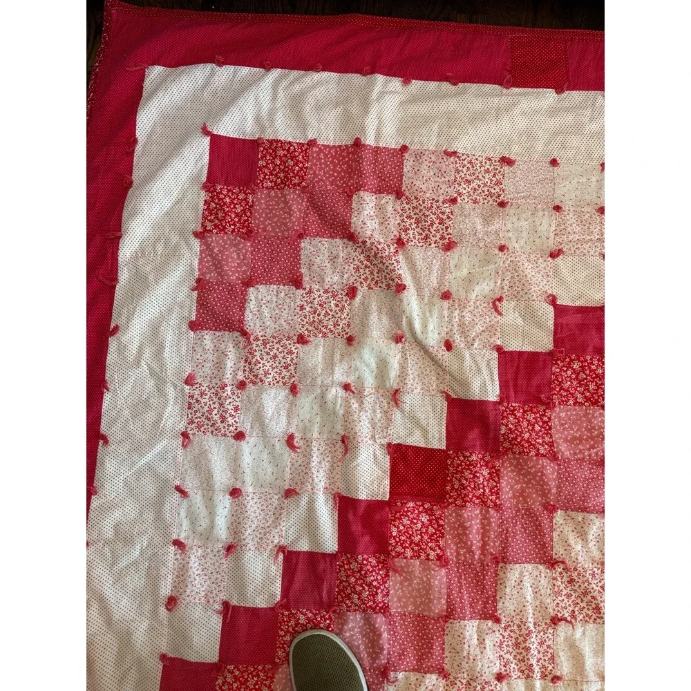 Big Quilt. Tied blanket Valentines Colors